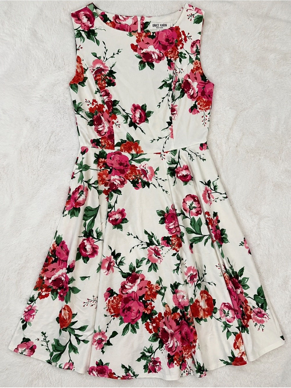 Grace Karin Floral Fit & Flare Dress